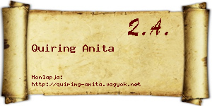 Quiring Anita névjegykártya